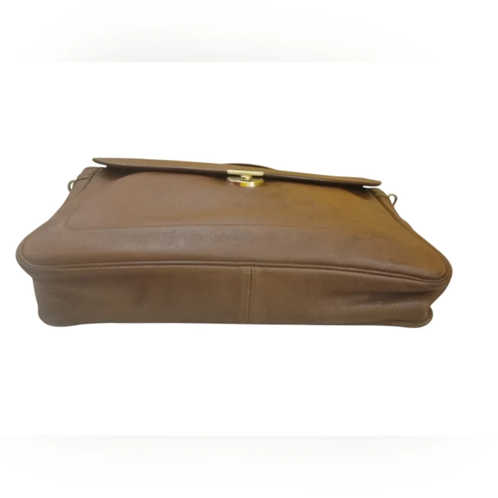 Vintage Longchamp Paris Leather Briefcase Made in France Lock+Key Messenger Bag